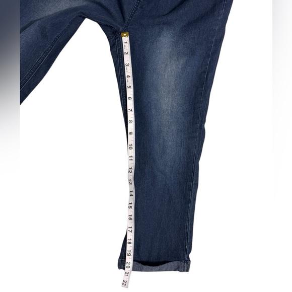 Times Two Dark Blue Denim Maternity Jeans with Soft Stretchy Belly Band, med m1 - Picture 3 of 4